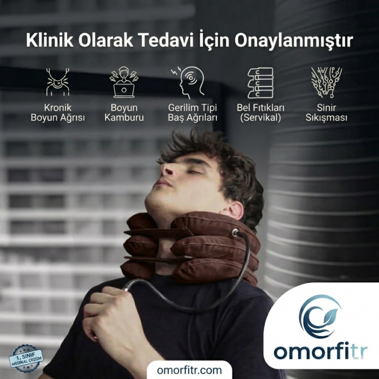 Omorfi Medikal Boyun Traksiyon Cihazı - Boyun Fıtığı, Düzleşmesi ve Ağrı Giderici Yastık