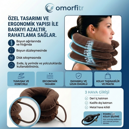 Omorfi Medikal Boyun Traksiyon Cihazı - Boyun Fıtığı, Düzleşmesi ve Ağrı Giderici Yastık