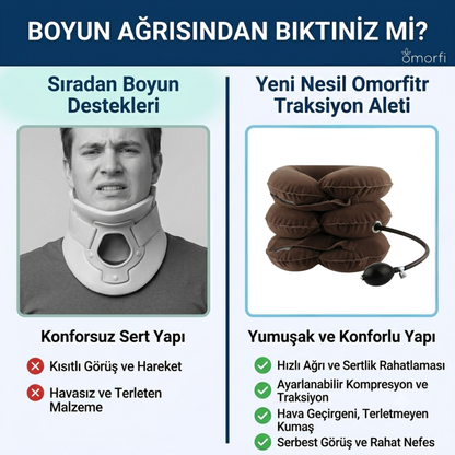 Omorfi Medikal Boyun Traksiyon Cihazı - Boyun Fıtığı, Düzleşmesi ve Ağrı Giderici Yastık
