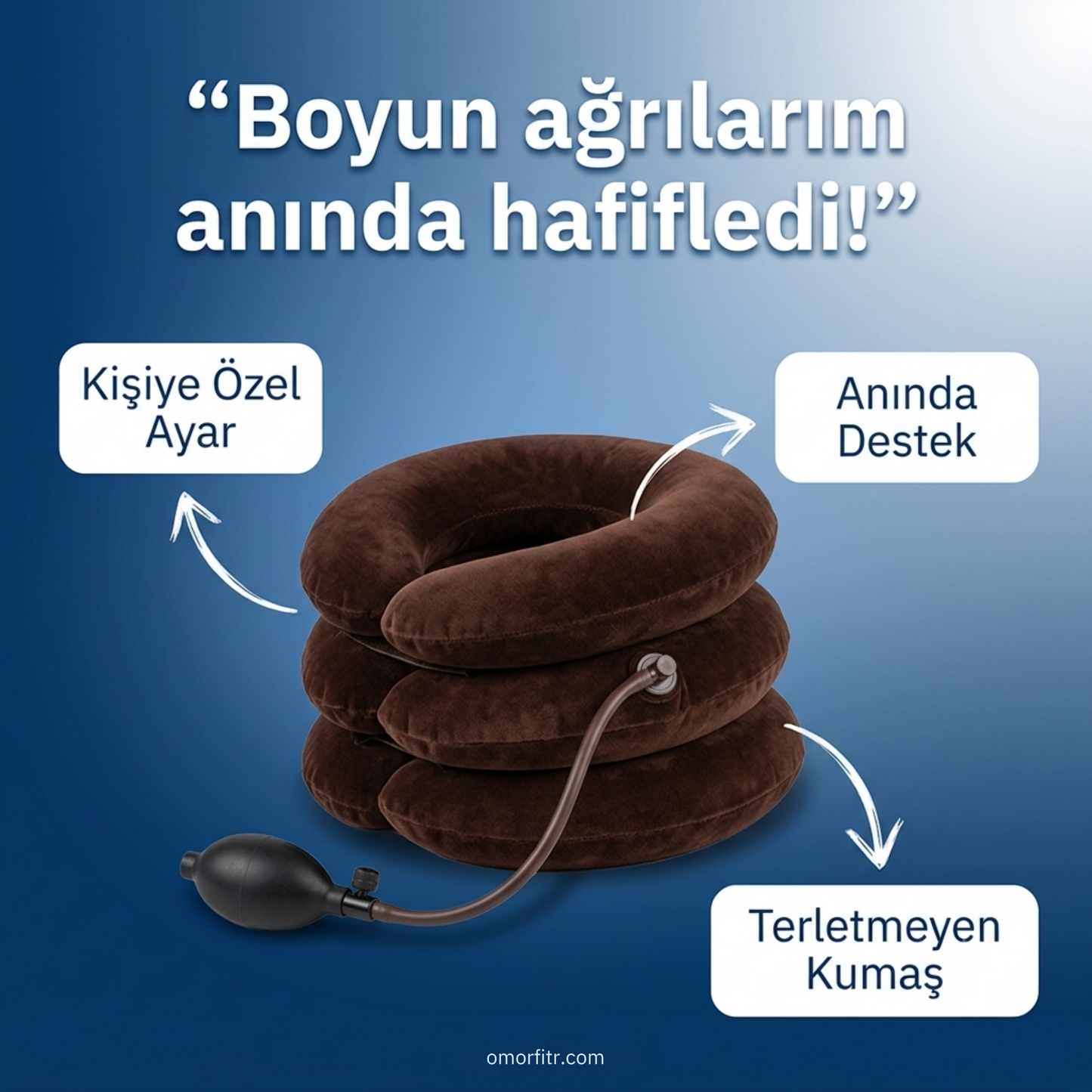 Omorfi Medikal Boyun Traksiyon Cihazı - Boyun Fıtığı, Düzleşmesi ve Ağrı Giderici Yastık
