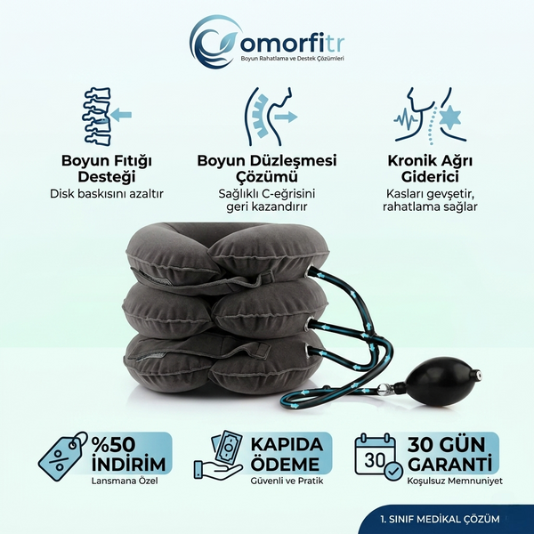 Omorfi Medikal Boyun Traksiyon Yastığı - Boyun Fıtığı, Düzleşme ve Ağrı Giderici Yastık